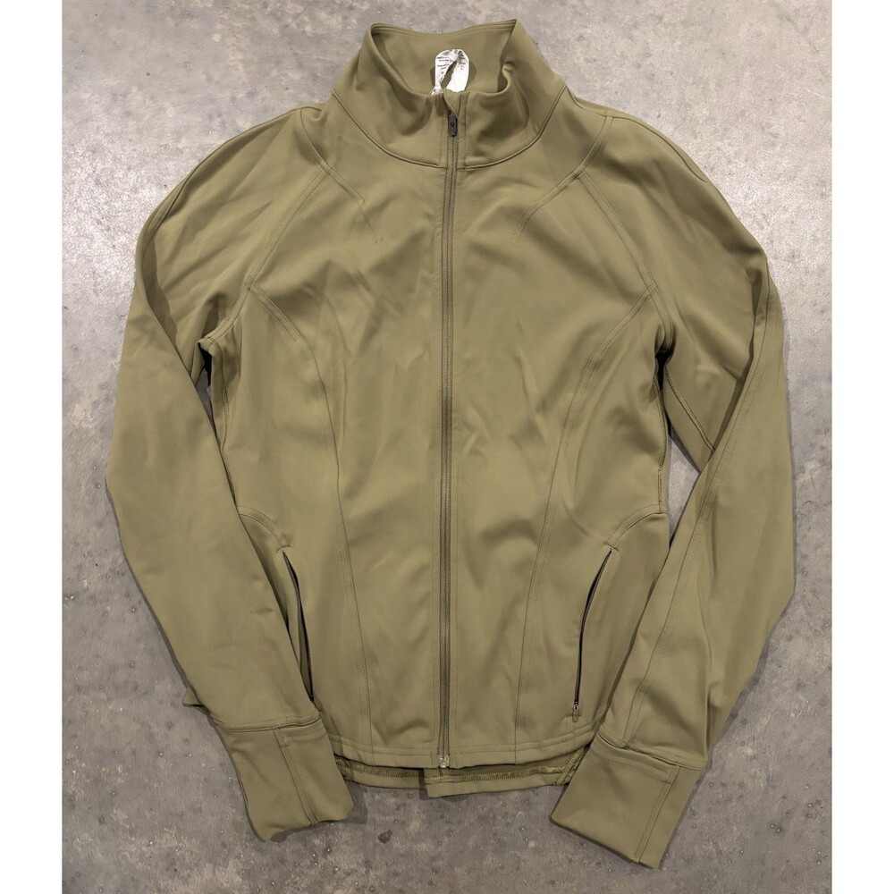 Lululemon InStill Jacket Nulu 10 Olive Green Nylon Blend Full Zip